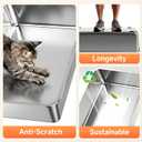 Stainless Steel Litter Box with High Sides, XL High Sided Cat Litter Pan, Open Top Extra Large Metal Cat Litter Box, Non-Stick, Odor Free, Leakproof, Scoop Included, Gray