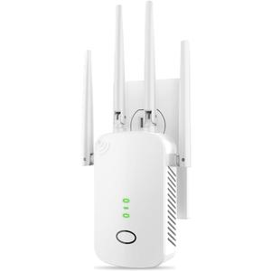 WiFi Extender, Wall - Plug Home 2.4G WiFi Extender Signal Booster 10888 Sq Ft, 80 Devices Supported & 1-Tap Simple Setup, WiFi Repeater for Home & Outdoor Use