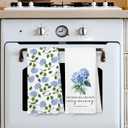 Giosve Christian Hydrangea Floral Kitchen Towels, His Mercies are New Morning Bible Verse Decorative Hand Towels for Bathroom, Religious Blue Floral Dish Tea Towel for Kitchen, 16x24 Inch Set of 2