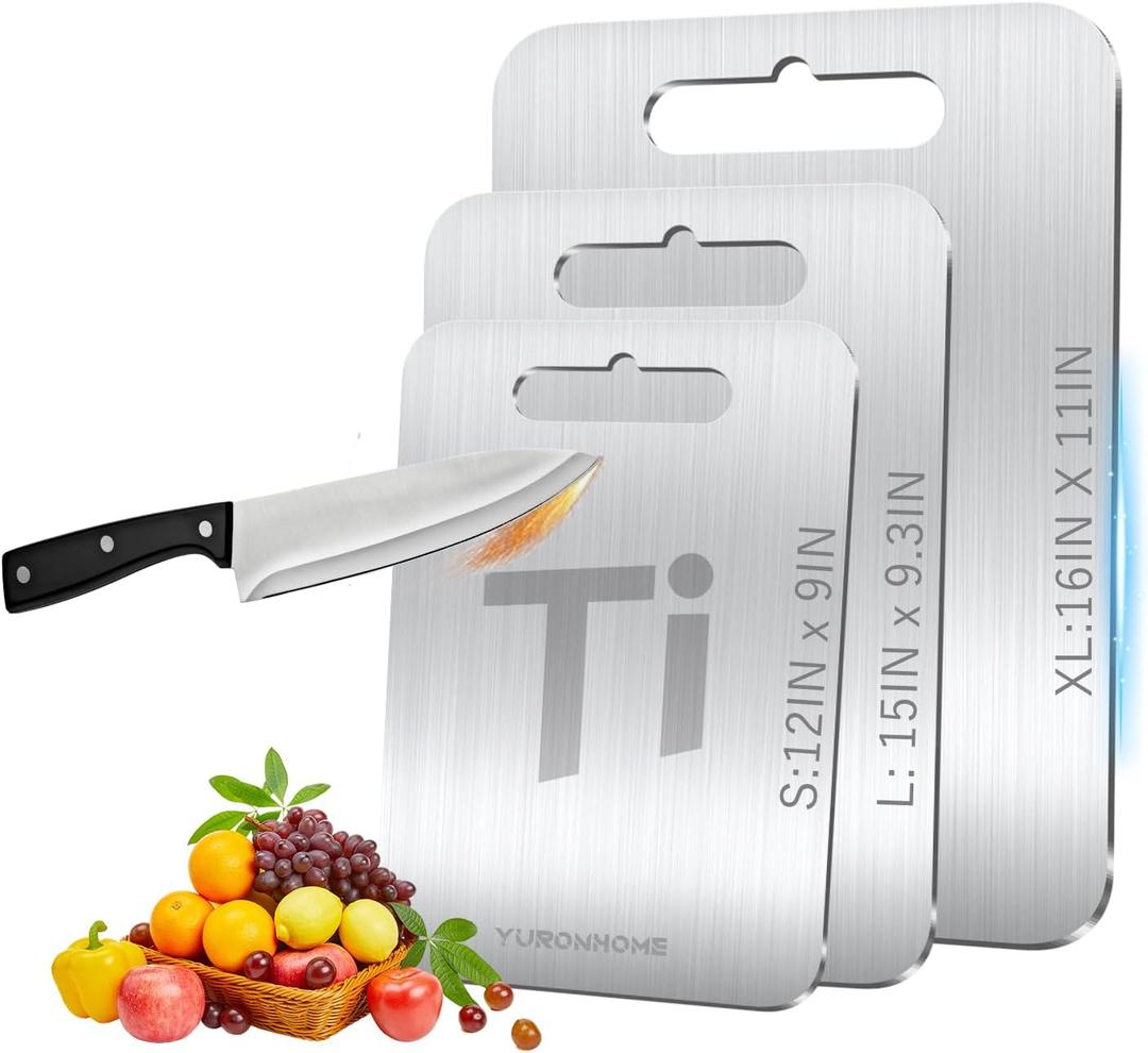 Titanium Cutting Boards Set of 3, Cutting Boards for Kitchen, Double-Sided Food-Grade, No toxic, New Upgrade, Hygiene Durable Dishwasher Safe Chopping Board for Meats, Fruits, Vegetables