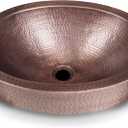 Monarch Abode 17-Inch Hand Hammered Pure Copper Oval Skirted Drop-In Bathroom Sink, Bathroom Sink Drop-In, Top Mount Bath room Sinks for Powder Room, Home Restroom or Guest Bath