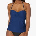 Catalina Womens Solid Twist-Front Bandeau Tankini Top, X-Large, Navy
