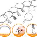 44pcs Curtain Rings with Clips Hooks, 2 inch Metal Stainless Steel Drapery Rings Hanger Clips for Tension Rod Bracket Eyelets Decorative Hangers, Silver (2" Interior Diameter)