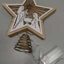 Christmas Star Tree Topper, Wooden 3D Star Glittered Hollow Plug-in Christmas Tree Topper Decoration with LED Light & 6-Hour Timer Function for Indoor Office Holiday Xmas 7.87" x 8.86" (White)