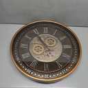 CLXEAST 24 Inch Wall Clock with Moving Gears,Oversized Large Industrial Steampunk Clock, Antique Gold Metal Roman Numeral Wall Clocks for Farmhouse Living Room Decor (Oil Rubbed Bronze Gold)
