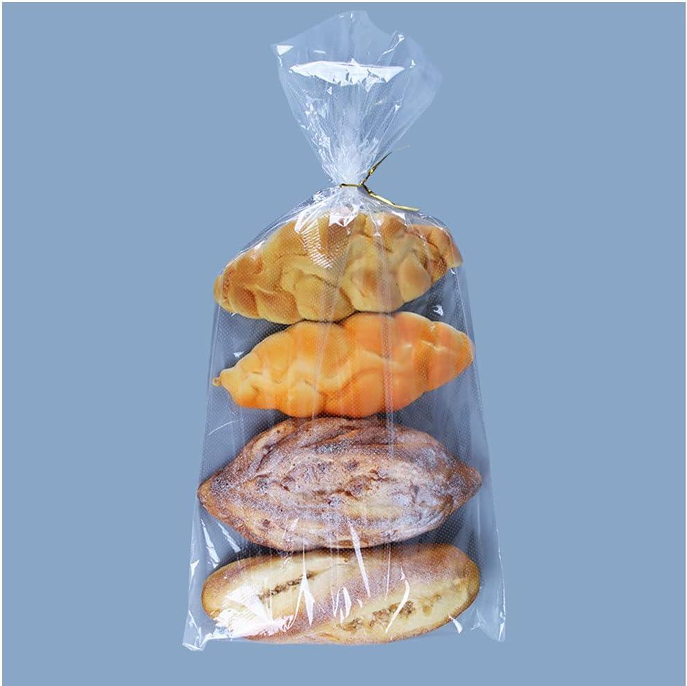 200Pcs 11 x 18 Inch Bottom Gusset Bread Bags with Ties, Clear Plastic Micro Perforated Bags for Homemade Bread and Bakery Loaf Baugette - Thickened, Freezer Safe