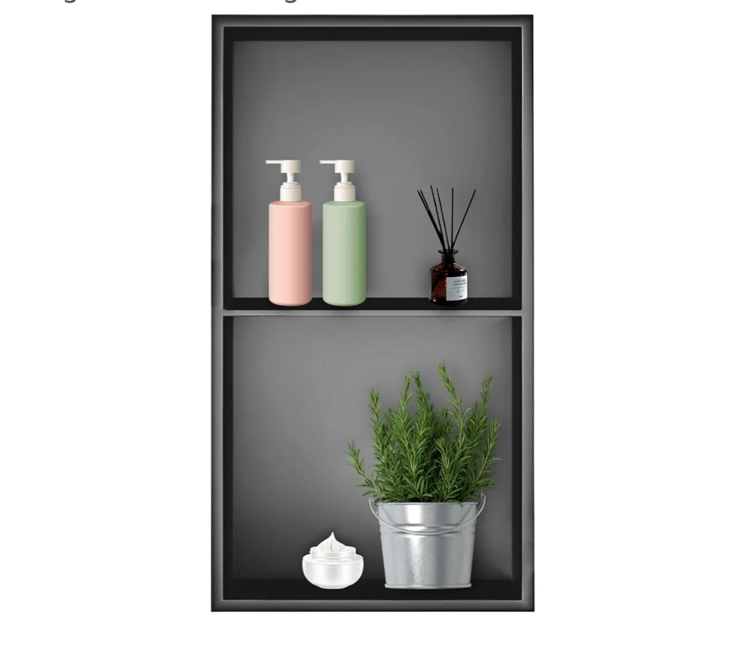 Shower Niche, Stainless Steel Elegant Bathroom Niche, No Tile Needed Recessed Shower Shelf Organizer for Storage