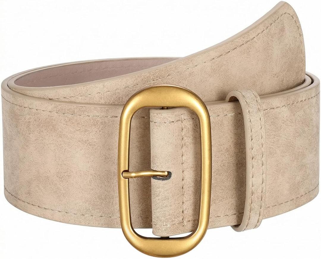 SUOSDEY Women Wide Waist Belt for Dresses Suede Chunky Belt with Gold Buckle Fashion Thick Waist Belt for Women Dresses, Size: Fit Waist Szie 32''-37''