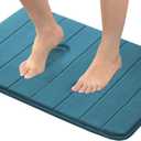Flamingo P Memory Foam Shower Bath Mat, Fast Drying Soft Non Slip Absorbent Bathroom Shower Rugs, 20x32 Inches, Dark Teal
