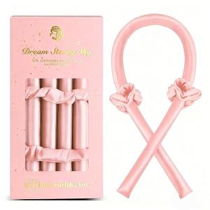 Satin Heatless Curling Set - Hair Rollers for Curls Heatless Hair Curlers & Hot Rollers Hair Curlers to Sleep in Curling Rod Headband Curler (Dreamy Rosy Clouds)