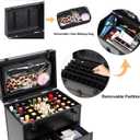 3 in 1 Rolling Makeup Case, Professional Cosmetology Case on Wheels with 2 Drawers, Ideal Gift for Hairstylist, Nail Techs, 3 Tiers Portable Beauty Organizer Case for Travel or Salon Use, Black