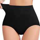 Tummy Control Shapewear Panties - High Waisted Shapewear Underwear for Women Body Shaping Briefs Seamless Panty Girdle (Black, M)