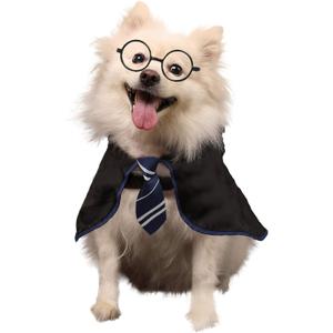 Halloween Dog Costume Wizard Pet Shirt Funny Cat Clothes for Dogs Cats Clothing Outfits with Glasses (Medium,Blue) (Medium(Neck:18"))