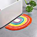 Cute Doormat for Kids - Microfiber Absorbent Bathroom Mats - Front Door Mat Carpet Floor Rug, Rainbow Shape
