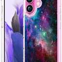 3 x Compatible with iPhone 16 Plus Case Clear Cute for Women - Rugged Phone Cases Funda Protector Cover Skin (Pink Galaxy Universe)