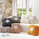 WRENSONGE Chunky Knit Blanket Throw Ivory Large Soft Fluffy Cable Knit Crochet Throw 100% Hand Knitted Blanket for Couch Bed(50"x60")