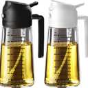 TrendPlain 16oz/470ml Glass Olive Oil Sprayer for Cooking  2 in 1 Olive Oil Dispenser Bottle for Kitchen Gadgets and Air Fryer Accessories, Salad, BBQ - Black & White
