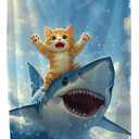 Funny Cat Shark Beach Towel, Coastal Ocean Cats Pool Towels, Cat Shark Lovers Gifts Large Beach Bath Travel Towels for Kids Girls Boys, Funny Cats Sharks Bathroom Accessories Decor, 30x60in