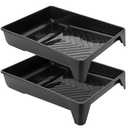 Bates- 9 Inch Paint Tray, 2 Pack, Black Plastic Paint Roller Tray 9 Inch, Deep Capacity, Textured Ridge