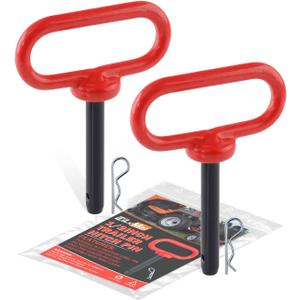 2Pack Hitch Pin, 1/2 x 3 Inch Trailer Hitch Pin with Clip and Rubber-Coated Handle, Strong Heavy Duty Lawn Mower Hitch Pin for Mowers, Tractor Truck, Towing Cargo, ATV (Red)