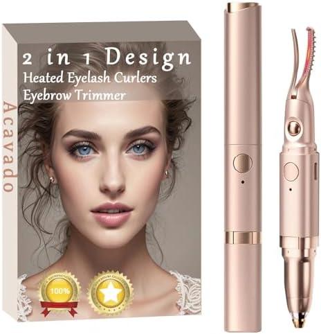 Heated Eyelash Curlers & Eyebrow Trimmer for Women 2 Temperature Modes Electric Eyelash Curler USB Rechargeable, Ideal Gift for Women