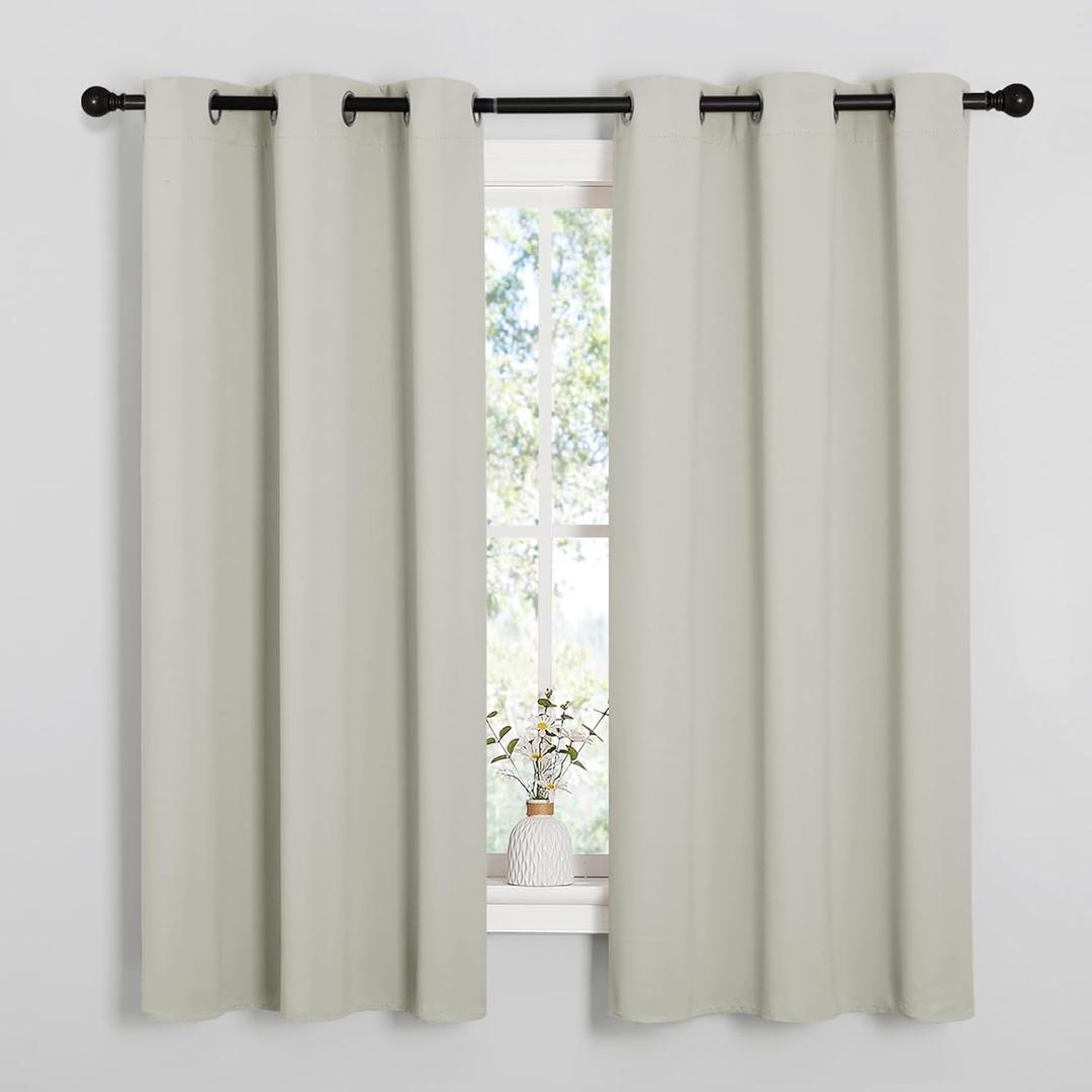 NICETOWN Thermal Insulated Grommet Room Darkening Curtains/Draperies/Panels for Bedroom (Bone White, 2 Panels, W42 x L63 inches)