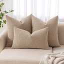 MIULEE 20x20 Inch Decorative Pillow Covers for Couch Bed Set of 2 Textured Boucle Neutral Throw Pillow Covers Taupe Khaki Camel Accent Solid Pillowcases Sofa Living Room Home Decor