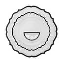 PLASTICPRO 64 Pack Elegant Disposable Plastic Plates Combo Set Includes 32 Dinner Plates and 32 Salad Plates Heavy Duty Fancy Party Plates Clear & Black Contemporary Design