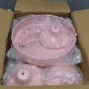 Fivenl 8 Pcs Cake Stand Pink Metal Dessert Table Display Set, 3-Tier Cupcake Stand, Cake Display Tower and Cookie Tray Rack Serving Tray for Birthday Party, Weddings, Baby Shower (Pink)