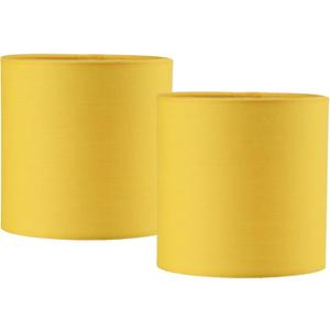 LAMPWELL LEBE Yellow Small Lamp Shades Clip on Bulb Set of 2,Mini Drum Sconce Shades,Clip on Lamp Shade for Table Lamps Chandelier Shades,5.2"5.2"H5.2",Fabric Replacement Lamp Shades