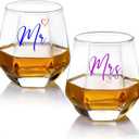 Mr and Mrs Wine Glasses Wedding Gifts for Bride and Groom -Gifts for Bridal Shower Engagement Wedding and Married Anniversary-His & Hers, Engagement Gift,3.35" W x 3.62" H