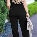 PRIMODA Women's Tube Top Strapless Off Shoulder Loose Wide Leg Jumpsuit Romper with Pockets (Black, L)