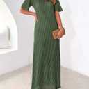 PRETTYGARDEN Womens Eyelet Cover Up Dress 2026 Summer Vacation Resort Maxi Dresses Beach Short Sleeve Hollow Out Sundress (Green, M)