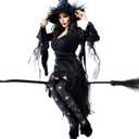 Geyoga 8 Pairs Thigh High Stockings for Women Gothic Skeleton Spooky Socks over Knee Long Socks for Halloween Cosplay (M)