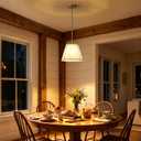 Modern Drum Pendant Light, 12.6" White Fabric Shade,