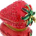 YU FENG Hinged Trinket Box For Girls, Handmade Red Strawberry Trinket Boxes Decorated for Women (Red Strawberry)