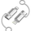 [MFi Certified] 36W USB C to Lightning Adapter, Support PD Fast Charging Compatible with iPhone iPad Airpods, with Anti-Lost Holder Silver -2 Pack