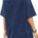 Remidoo Oversized Tshirts for Women Short Sleeve T Shirt Vintage Summer Loose Fit Tee Acid Washed Tops Blue Large (Blue, L)