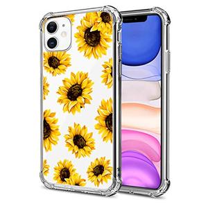 HEYORUN Sunflower Clear Case Compatible with iPhone 11 Released 2019, Yellow Sunflower Girls and Women Floral Back Case Cover, Sunflower Transparent Soft TPU Bumper Shockproof Protective Case Cover