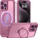 MOCCA Design for iPhone 15 Pro Case with Magnetic Invisible Stand [Full Camera Protection] [Compatible with Magsafe] Military Drop Shockproof Translucent Matte Phone Case Cover 6.1",Lavender Purple