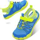 LeIsfIt Toddler Wide Sandals Boys Girls Breathable Summer Shoes Kids Non-slip Water Sandals Lightweight Barefoot Shoes for Beach Swim, Blue Yellow, 2 Big Kid