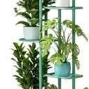 LINZINAR Plant Stand Metal 6 Tier 7 Potted Multiple Flower Pot Holder Shelf Indoor Outdoor Planter Display Shelving Unit for Patio Garden Corner Balcony Living Room (6 Tier 7 Potted, Light Green)