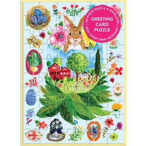 Galison Artisanal Eggs  Easter Greeting and Jigsaw Puzzle Card Includes Color Coordinated Envelope and Sticker Seal