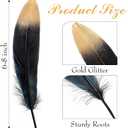 Hotop 100 Pcs Dipped Gold or Silver Goose Feathers Bulk 6-8 Inch Natural Feather for Mardi Gras Dream Catcher, Easter Decor, Christmas, Clothing, and Baby Shower Decorations(Black and Gold)