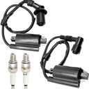2 Set AM120732 Ignition Coil and Spark Plug Kit fit for Kawasaki Mule 2510 3010 4000 4010 KAF 620 650 FD620D FD611V FD661D FD440V FD501D Replace 21121-2083 21121-2064 21121-2076 21121-2092 21121-0029