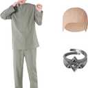 Morph Grey Villain Costume With Baldcap, Mens 60s Costume, Halloween Costumes For Men, Halloween Costumes For Adults (Large)