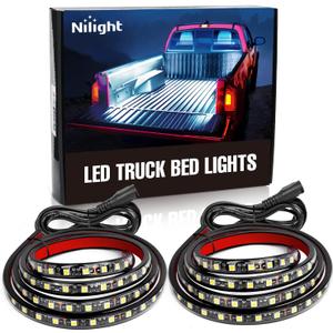 Nilight - TR-05 2PCS 60 Inch 180 LEDs Bed Strip Kit with Waterproof on/Off Switch Blade Fuse 2-Way Splitter Extension Cable for Cargo, Pickup Truck, SUV, RV, Boat 
