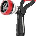 FANHAO Fireman Style Garden Hose Nozzle, Heavy Duty All-Metal Fire Water Nozzle with 9 Spray Patterns, High Power Hose Sprayer Nozzle with Lever Control for Car Washing, Garden & Pets Showering