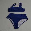 Women's High Waisted Bikini Sets Sporty 2 Piece Swimsuits Middle Cut Bathing Suits
Blue 8