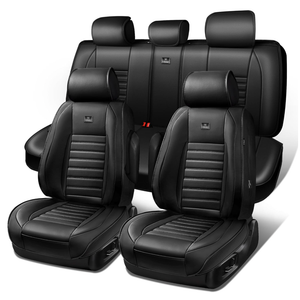 CAR PASS Nappa Leather Car Seat Covers Full Set, Luxury Seat Protector for Cars, Waterproof Anti-Slip Car Seat Cushion Armrest Compatible Airbag Universal for Sedan SUV Pick-up Truck Automotive, Black